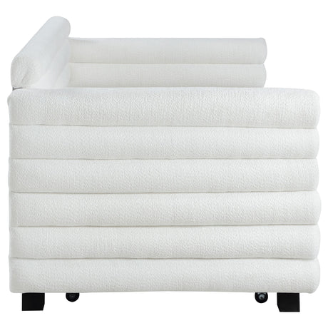Patricia Boucle Upholstered Twin Day Bed with Trundle White by Coaster at Eve Furniture
