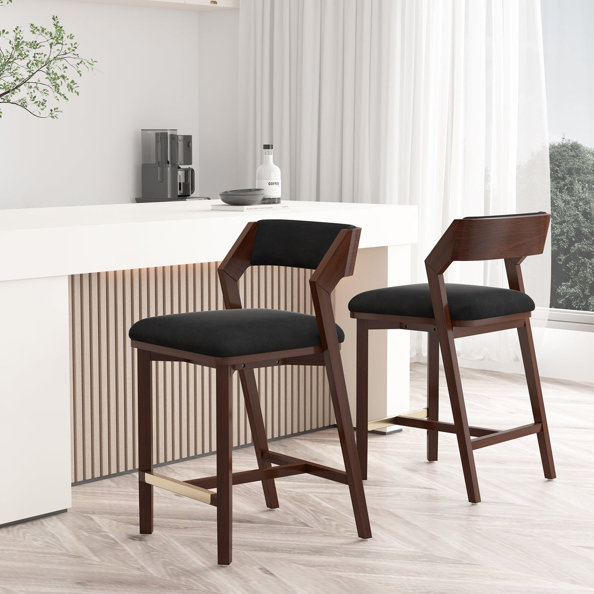 Patricia Counter Stool in Black (set of 2) by Manhattan Comfort at Eve Furniture