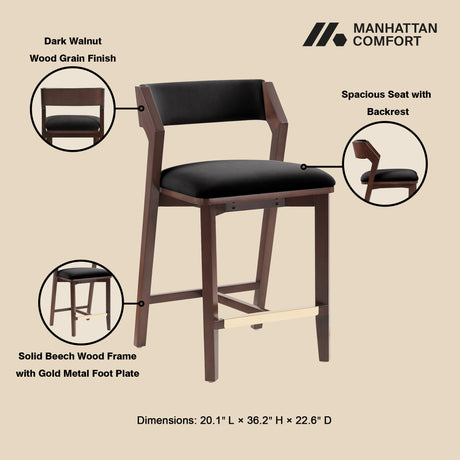 Patricia Counter Stool in Black (set of 3) by Manhattan Comfort at Eve Furniture