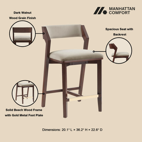 Patricia Counter Stool in Linen (set of 2) by Manhattan Comfort at Eve Furniture