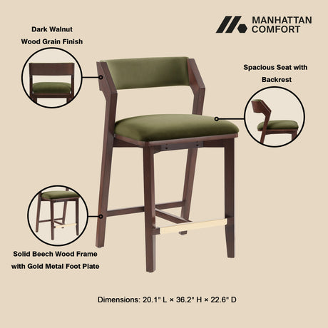 Patricia Counter Stool in Turtle Green (set of 2) by Manhattan Comfort at Eve Furniture