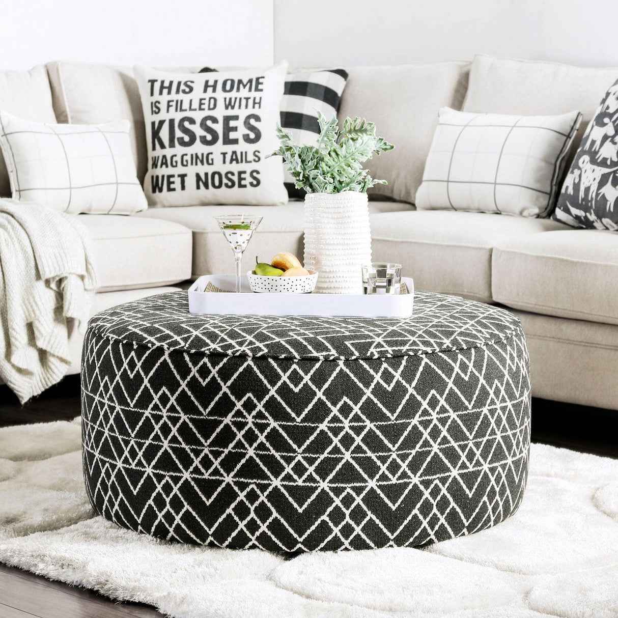 Patricia Black/Pattern Ottoman by Furniture of America at Eve Furniture