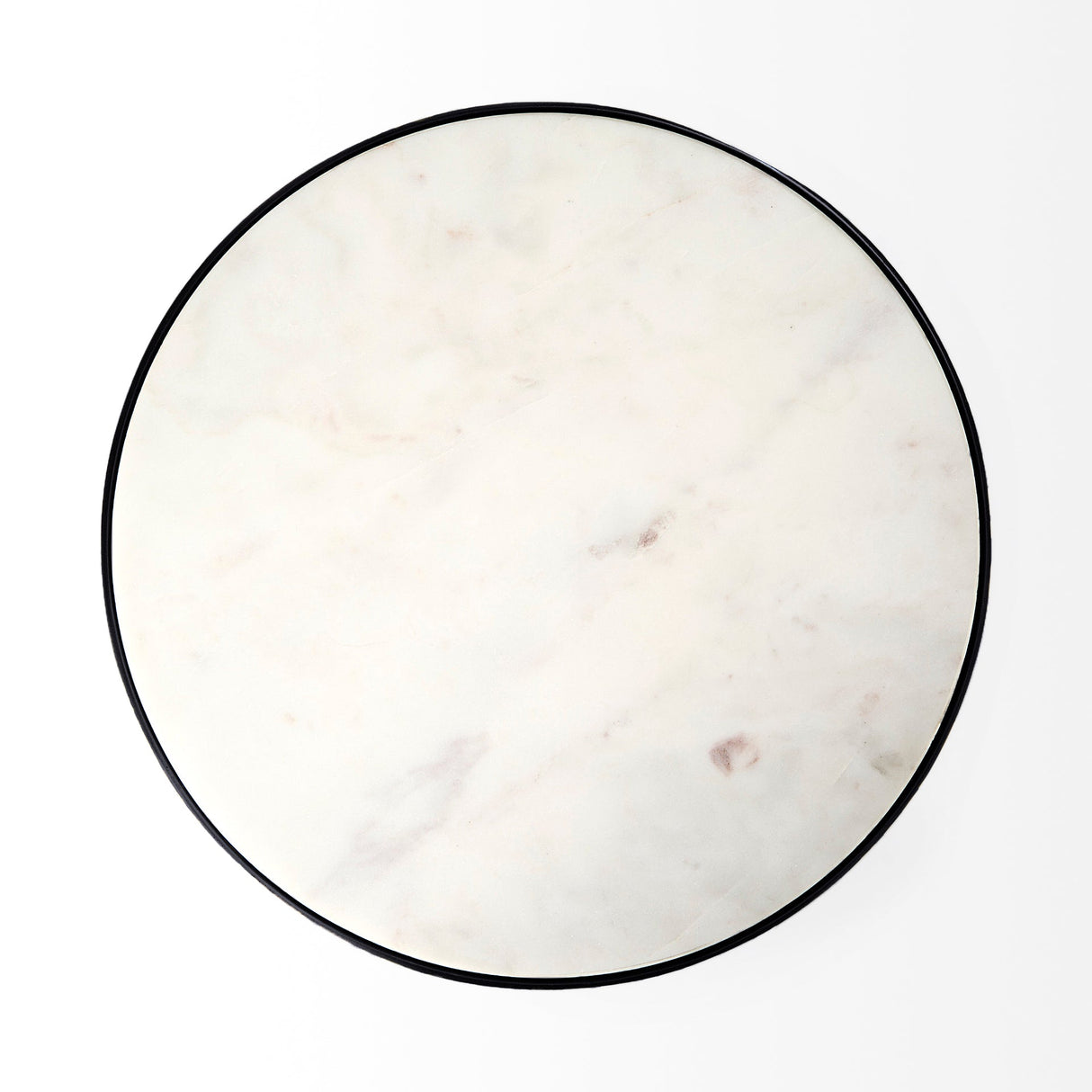 Patrick 23"H White Marble Top w/ Matte Black Metal Accent Table by Mercana at Eve Furniture