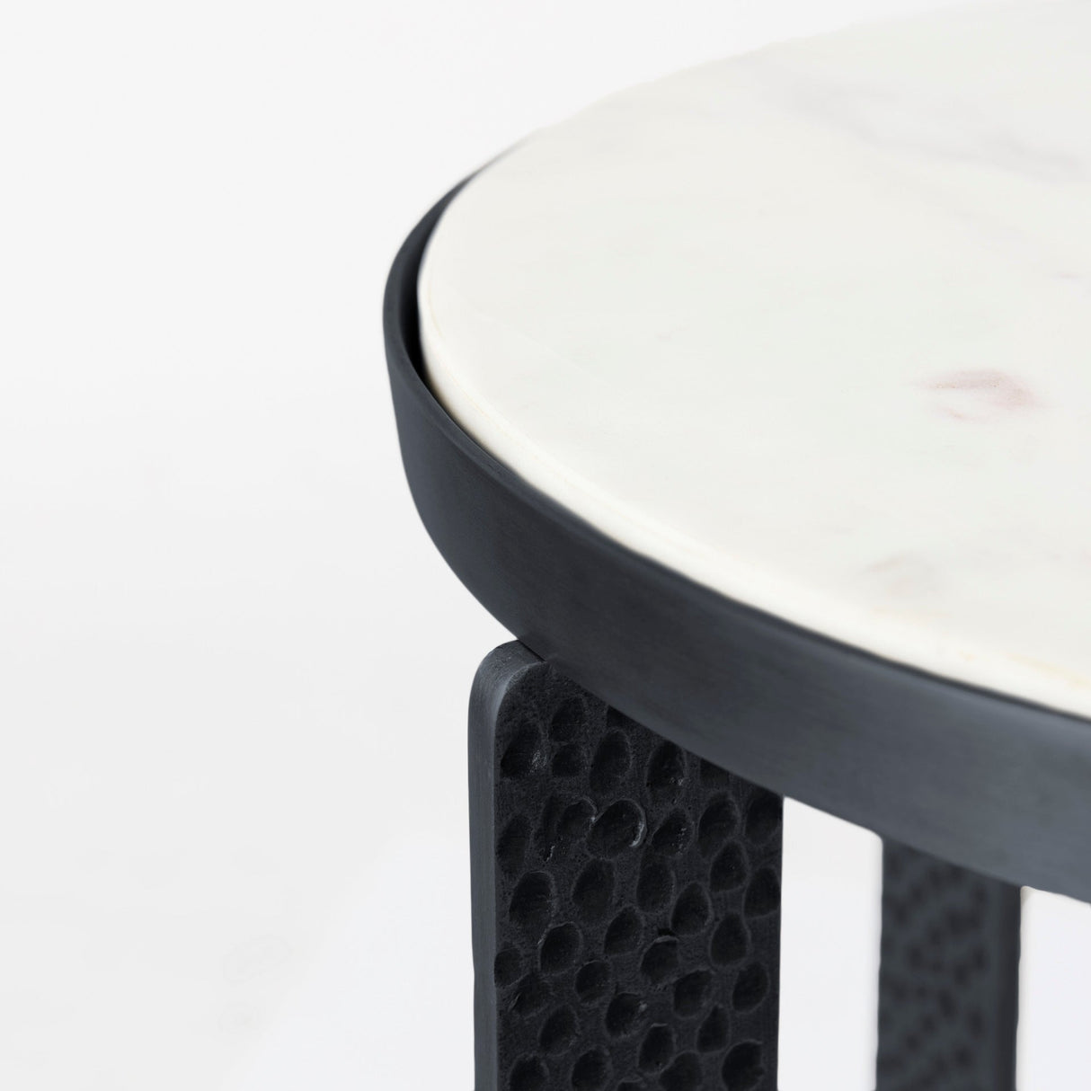 Patrick 23"H White Marble Top w/ Matte Black Metal Accent Table by Mercana at Eve Furniture