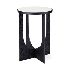 Patrick 23"H White Marble Top w/ Matte Black Metal Accent Table by Mercana at Eve Furniture