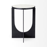 Patrick White Marble Top w/ Matte Black Metal Accent Table by Mercana at Eve Furniture