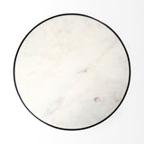 Patrick White Marble Top w/ Matte Black Metal Accent Table by Mercana at Eve Furniture