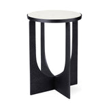 Patrick White Marble Top w/ Matte Black Metal Accent Table by Mercana at Eve Furniture