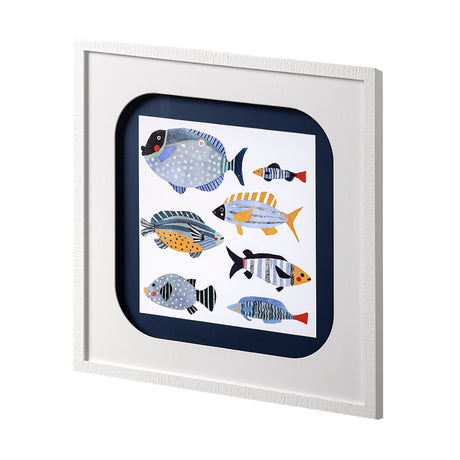 Patterned Fish I by Victoria Barnes a Hand Embellished Textured Framed Art Print Matted under Glass by Mercana at Eve Furniture