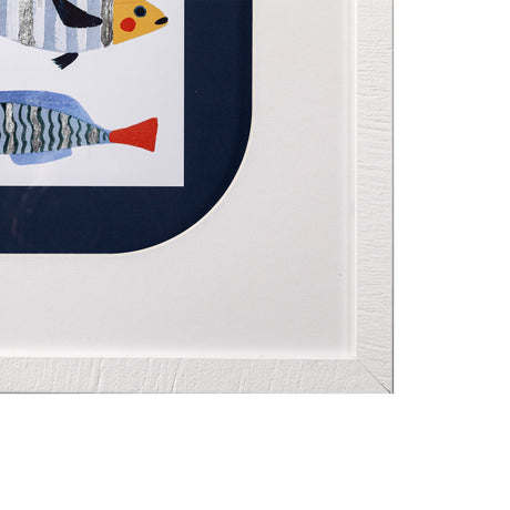 Patterned Fish I by Victoria Barnes a Hand Embellished Textured Framed Art Print Matted under Glass by Mercana at Eve Furniture