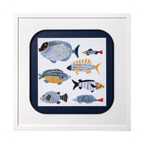 Patterned Fish I by Victoria Barnes a Hand Embellished Textured Framed Art Print Matted under Glass by Mercana at Eve Furniture