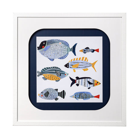 Patterned Fish I by Victoria Barnes a Hand Embellished Textured Framed Art Print Matted under Glass by Mercana at Eve Furniture