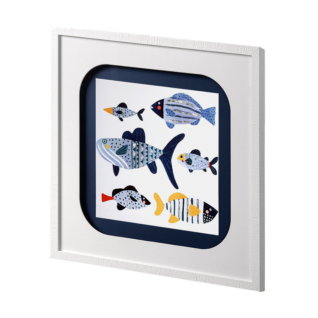 Patterned Fish II by Victoria Barnes a Hand Embellished Textured Framed Art Print Matted under Glass by Mercana at Eve Furniture