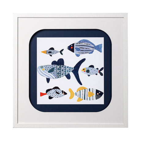 Patterned Fish II by Victoria Barnes a Hand Embellished Textured Framed Art Print Matted under Glass by Mercana at Eve Furniture