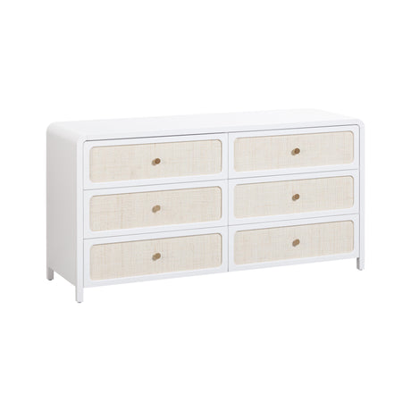 Patty White Rattan 6 Drawer Dresser by TOV Furniture at Eve Furniture