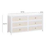 Patty White Rattan 6 Drawer Dresser by TOV Furniture at Eve Furniture