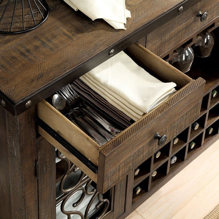 Paulina Rustic Walnut Server by Furniture of America at Eve Furniture