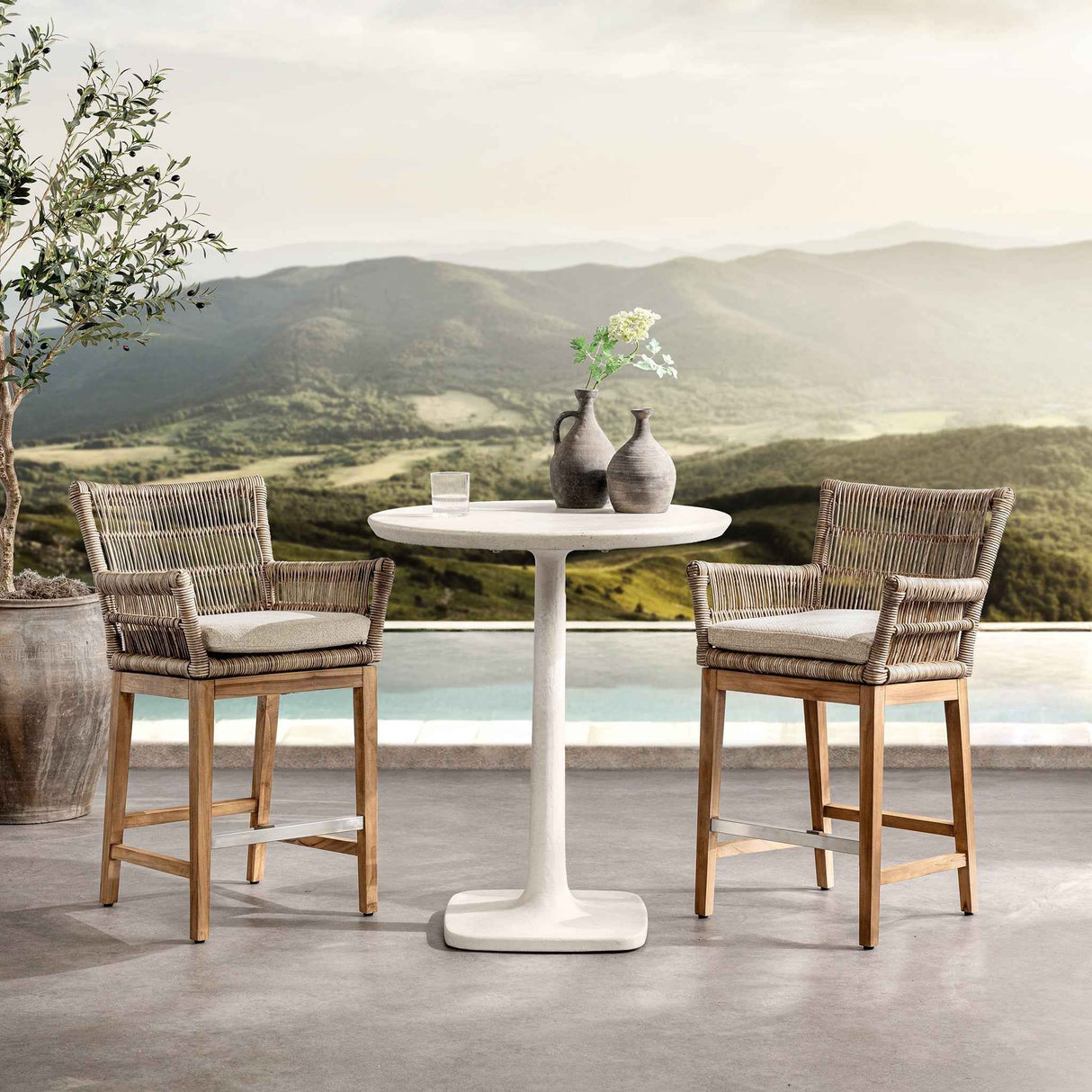 Paulina White Outdoor Counter Table by Classic Home at Eve Furniture
