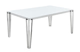 Pauline White/Chrome Rectangular Dining Table with Metal Leg