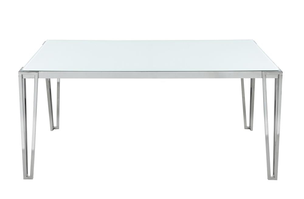 Pauline White/Chrome Rectangular Dining Table with Metal Leg