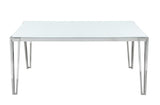 Pauline White/Chrome Rectangular Dining Table with Metal Leg