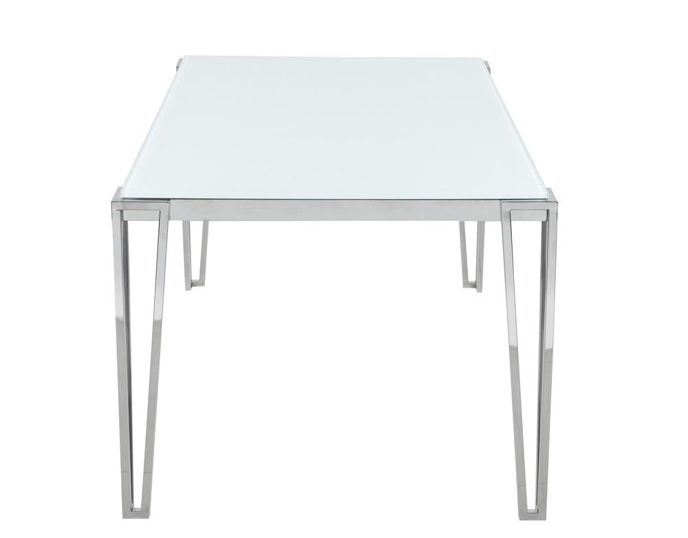 Pauline White/Chrome Rectangular Dining Table with Metal Leg