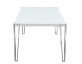 Pauline White/Chrome Rectangular Dining Table with Metal Leg