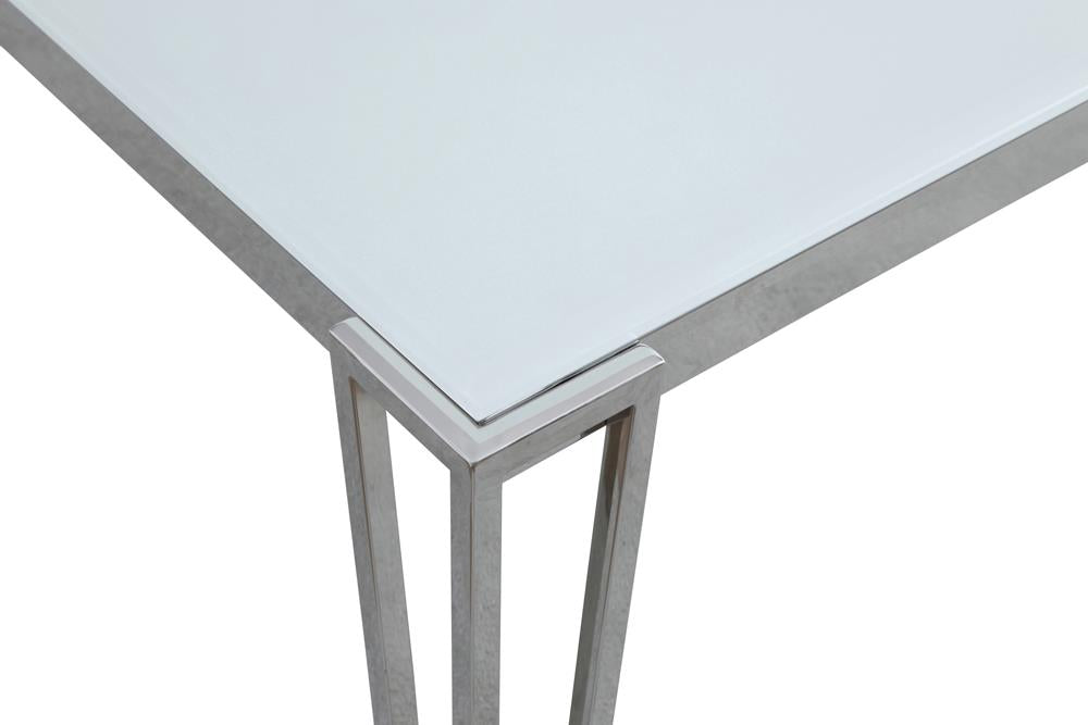 Pauline White/Chrome Rectangular Dining Table with Metal Leg