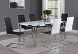 Pauline White/Chrome Rectangular Dining Table with Metal Leg