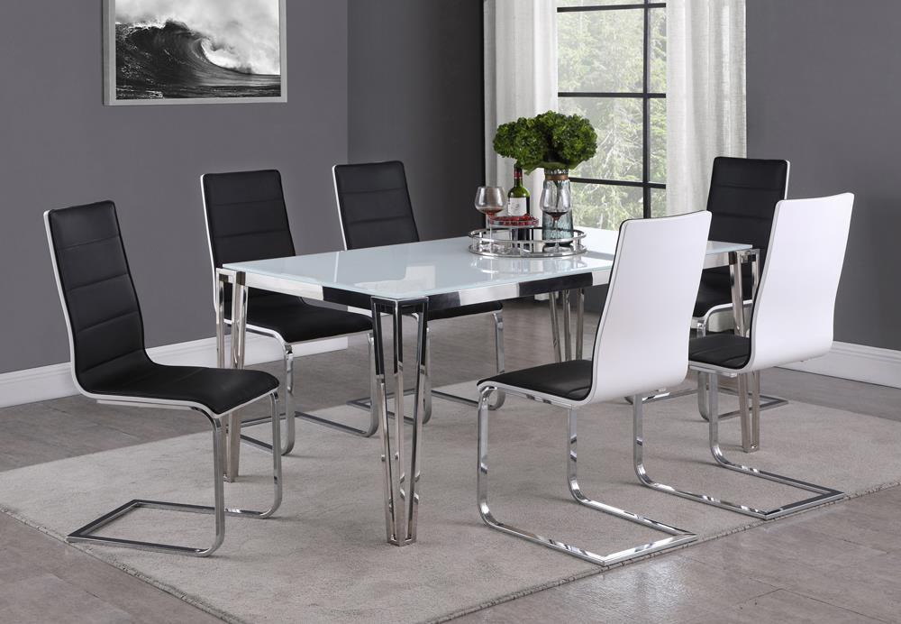 Pauline White/Chrome Rectangular Dining Table with Metal Leg by Coaster at Eve Furniture