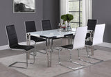 Pauline White/Chrome Rectangular Dining Table with Metal Leg by Coaster at Eve Furniture