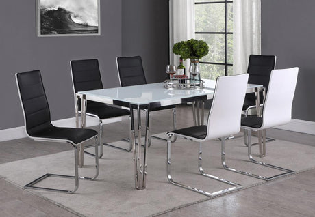 Pauline White/Chrome Rectangular Dining Table with Metal Leg by Coaster at Eve Furniture