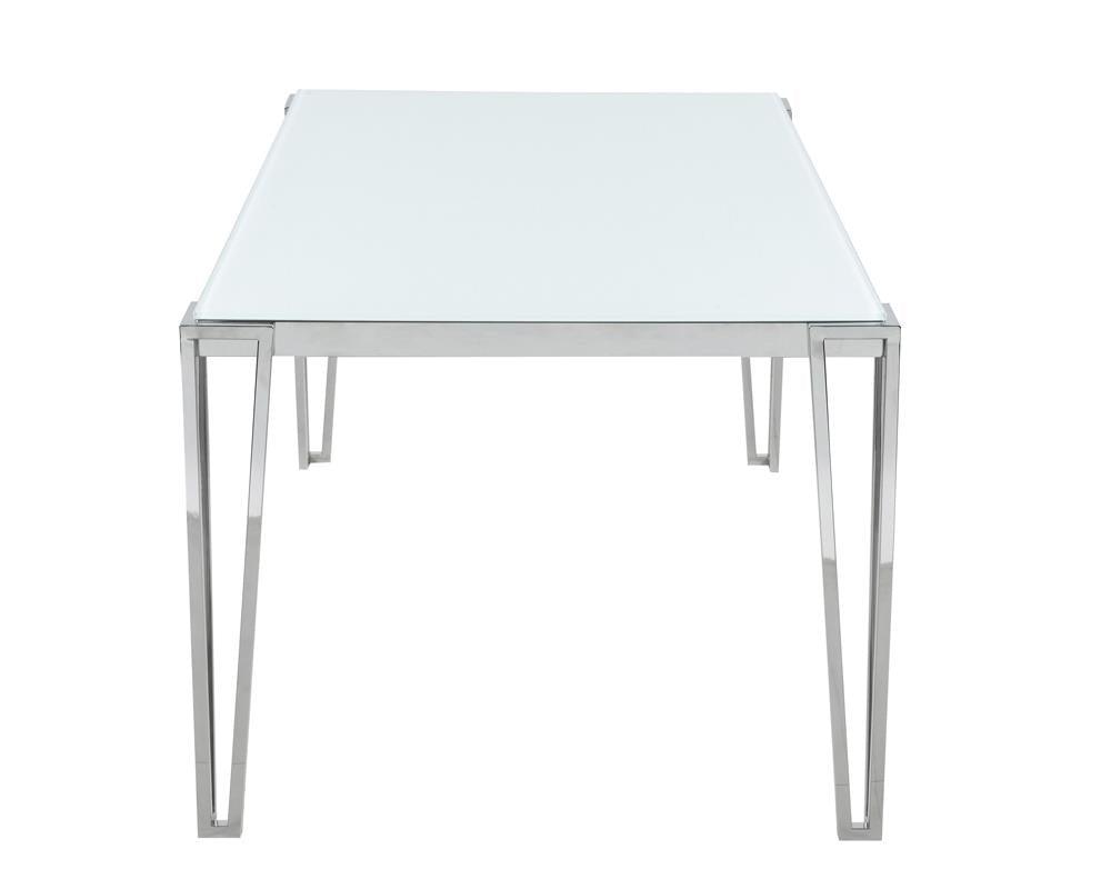 Pauline White/Chrome Rectangular Dining Table with Metal Leg by Coaster at Eve Furniture