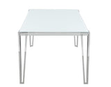 Pauline White/Chrome Rectangular Dining Table with Metal Leg by Coaster at Eve Furniture