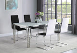 Pauline White/Chrome Rectangular Dining Table with Metal Leg by Coaster at Eve Furniture