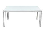 Pauline White/Chrome Rectangular Dining Table with Metal Leg by Coaster at Eve Furniture