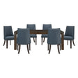 Paulson Dark Walnut/Blue Gray 7-Piece Dining Room Set by Homelegance at Eve Furniture