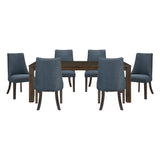 Paulson Dark Walnut/Blue Gray 7-Piece Dining Room Set by Homelegance at Eve Furniture