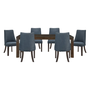Paulson Dark Walnut/Blue Gray 7-Piece Dining Room Set by Homelegance at Eve Furniture
