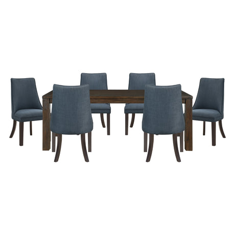Paulson Dark Walnut/Blue Gray 7-Piece Dining Room Set by Homelegance at Eve Furniture