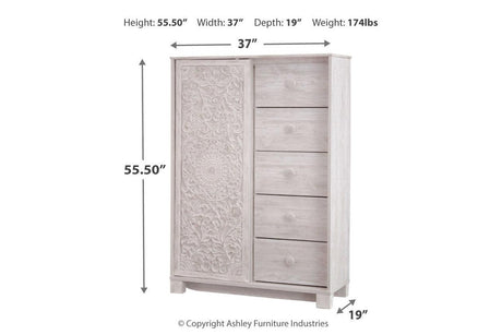 Paxberry Whitewash Dressing Chest by Ashley at Eve Furniture