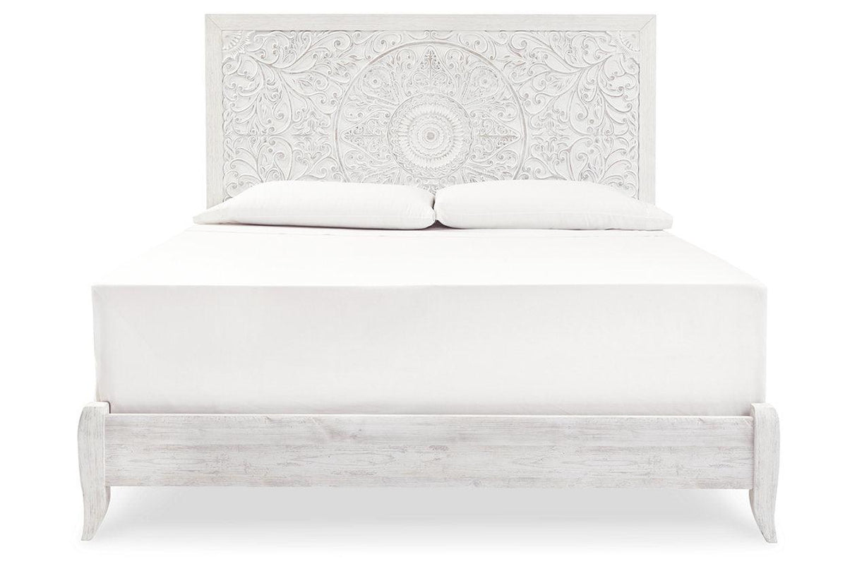 Paxberry Whitewash King Panel Bed by Ashley at Eve Furniture