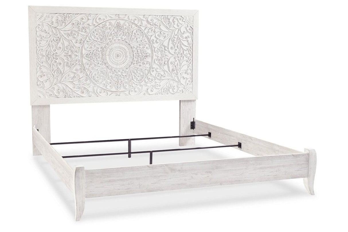 Paxberry Whitewash King Panel Bed by Ashley at Eve Furniture