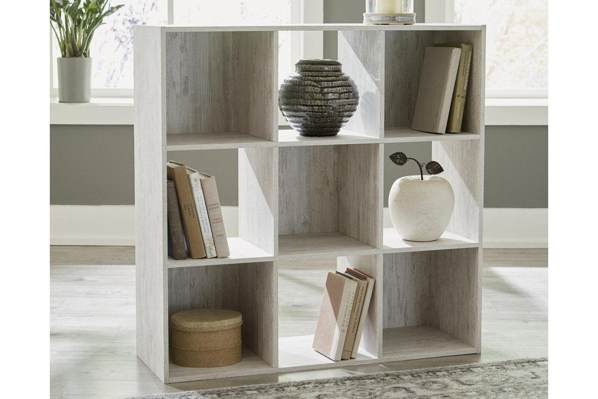 Paxberry Whitewash Nine Cube Organizer by Ashley at Eve Furniture
