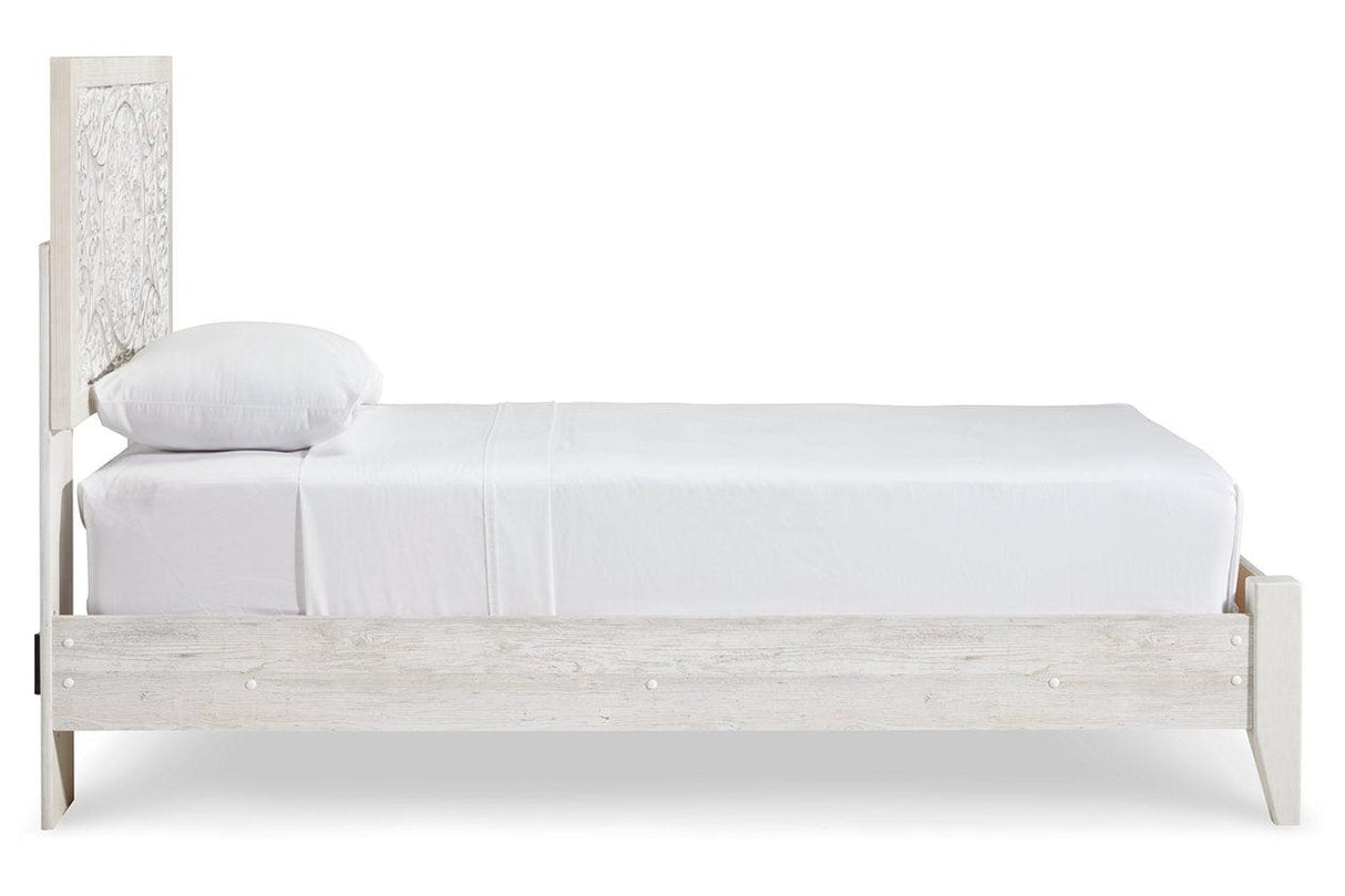 Paxberry Whitewash Twin Panel Bed by Ashley at Eve Furniture