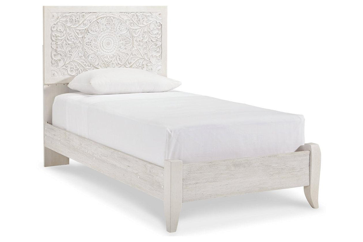 Paxberry Whitewash Twin Panel Bed by Ashley at Eve Furniture