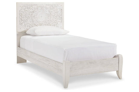 Paxberry Whitewash Twin Panel Bed by Ashley at Eve Furniture