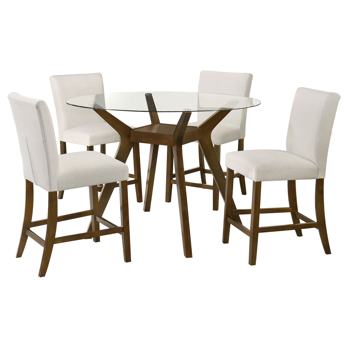 Paxton Beige 5-piece Round Glass Top Counter Height Dining Set by Coaster at Eve Furniture