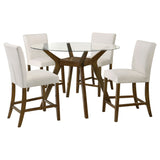 Paxton Beige 5-piece Round Glass Top Counter Height Dining Set by Coaster at Eve Furniture