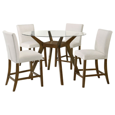 Paxton Beige 5-piece Round Glass Top Counter Height Dining Set by Coaster at Eve Furniture